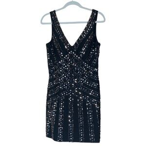 Jolene Party Dress Black Cocktail Night Out Metal Beaded Mini Dress Sz 12